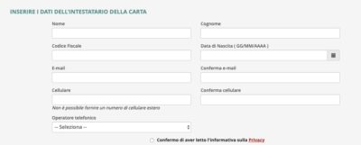 form richiesta carta tasca online