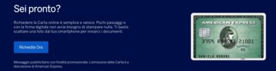 come richiedere carta american express online