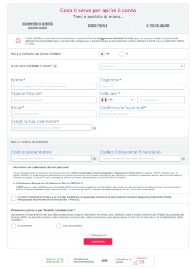 esempio di apertura online conto widiba