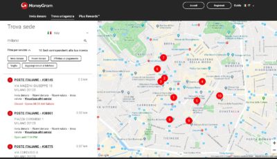 esempio ricerca uffici postali da sito moneygram