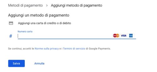 passaggio 2 per aggiungere carta su google pay