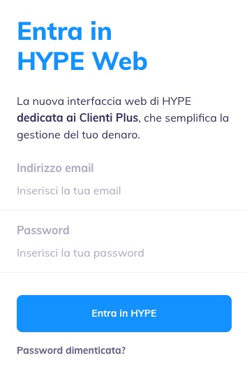 form registrazione al servizio hype web