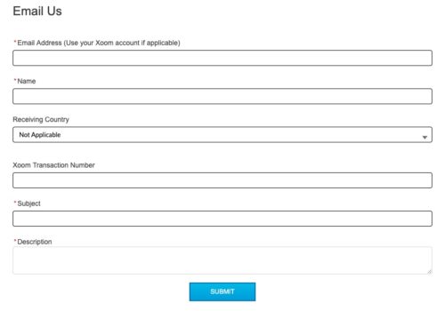 esempio form di contatto email xoom