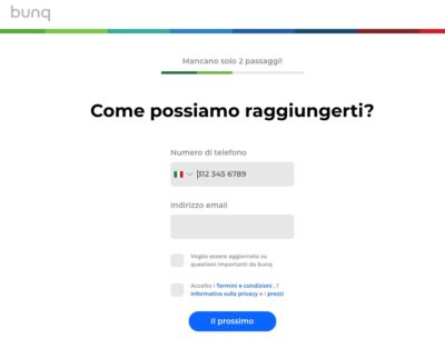 step 2 registrazione bunq