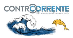 logo del conto con un delfino che nuota controcorrente