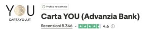 numero stelle trustpilot su carta advanzia