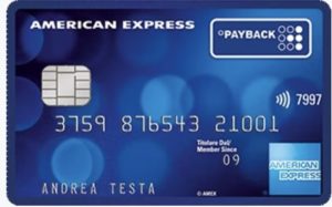 aspetto carta american express payback con colore blu