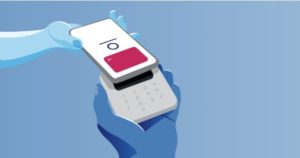 disegno pagamento con smartphone su pos